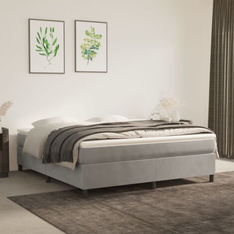 Sommier à ressorts de lit  Cadre à lattes pour Lit adulte Gris clair 160x200 cm Velours FR79965