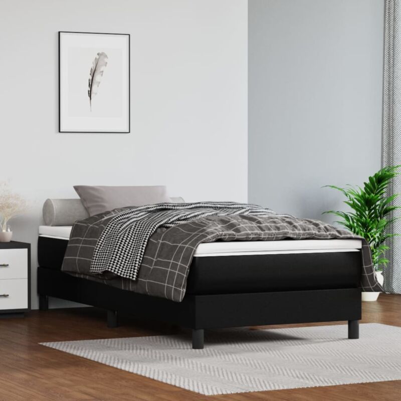 Maison Chic - Sommier à ressorts de lit Cadre à lattes pour Lit adulte Noir 80x200 cm Similicuir 98495