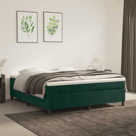 Sommier à ressorts de lit  Cadre à lattes pour Lit adulte Vert foncé 160x200 cm Velours FR72711