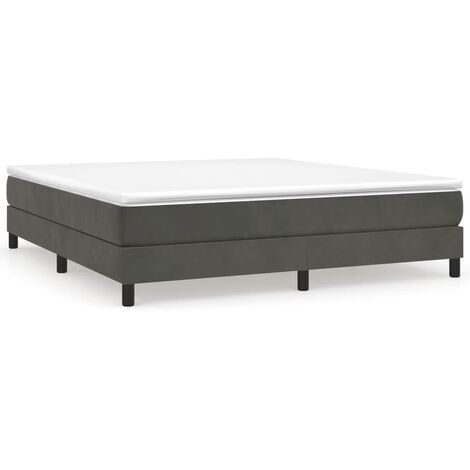 Sommier à ressorts de lit Gris foncé 160x200 cm Velours