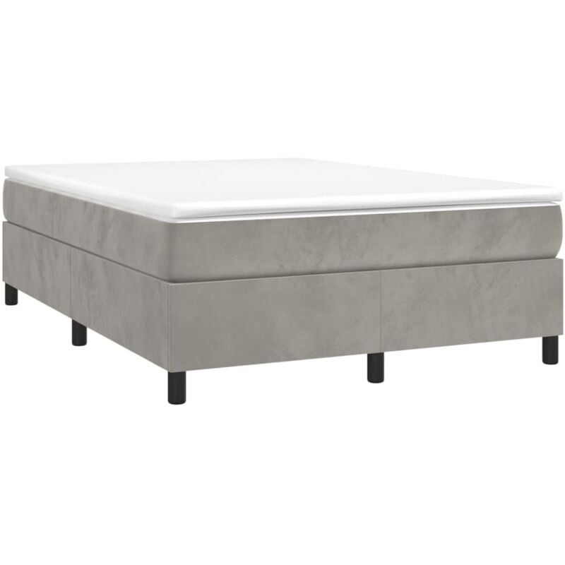 Sommier à ressorts de lit Gris clair 140x190 cm Velours
