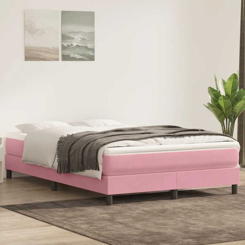 Vidaxl - Sommier à lattes de lit sans matelas rose 160x220 cm velours
