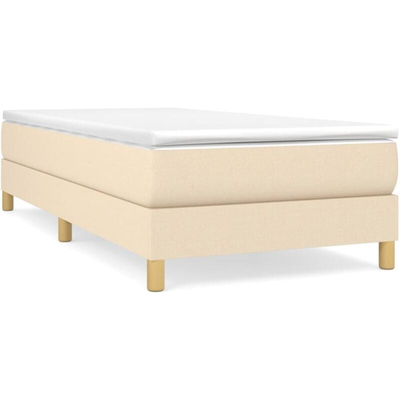 Sommier à ressorts de lit Résistant et confortable, Tapissier à lattes, Crème 90x190 cm Tissu OIB6220E