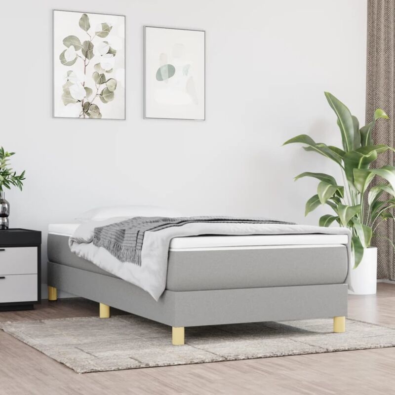 Design In - Sommier à ressorts de lit Résistant et confortable, Tapissier à lattes, Gris clair 80x200 cm Tissu OIB3530E