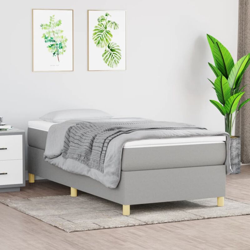 Design In - Sommier à ressorts de lit Résistant et confortable, Tapissier à lattes, Gris clair 80x200 cm Tissu OIB5245E