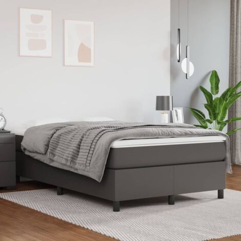 Sommier à ressorts de lit - Sommier pour Adulte et Enfant - Gris 120x200 cm Similicuir BV748242 - BonneVie