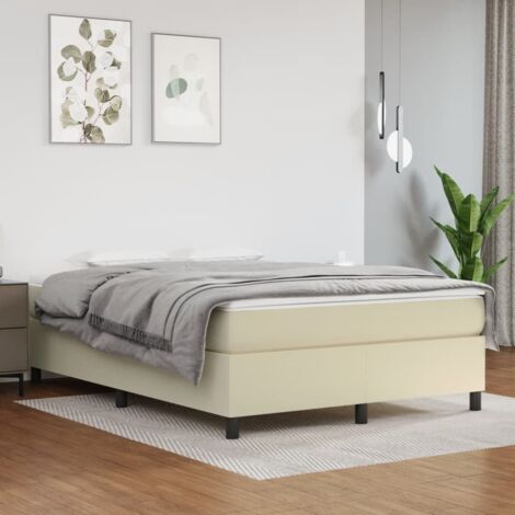 Sommier à ressorts de lit,Sommier Tapisser à lattes pour Lit adulte Crème 140x190 cm Similicuir -BVN12745