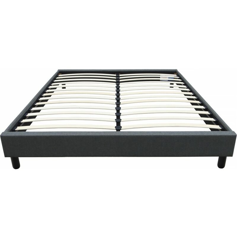 Habitat Et Jardin - Sommier 'Andy' en tissu - 160 x 200 cm - Gris anthracite