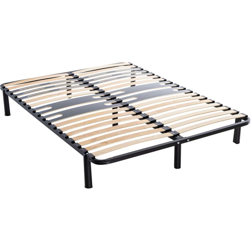Someo - Sommier cadre à lattes métal en kit 5 zones morphologiques pieds inclus 140x190