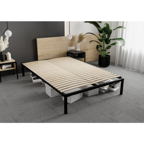 Sommier - cadre de lit Metal - 4 pieds Inclus 160 x 200 cm Gris
