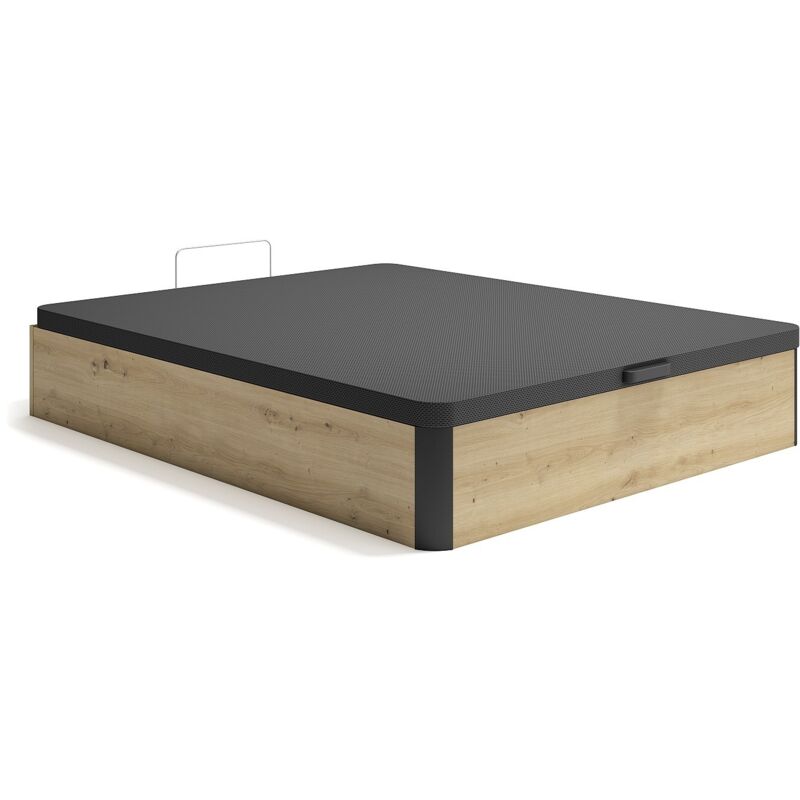 Vente-unique - Sommier coffre 160 x 200 cm - Naturel clair et noir - namosi de ysmée