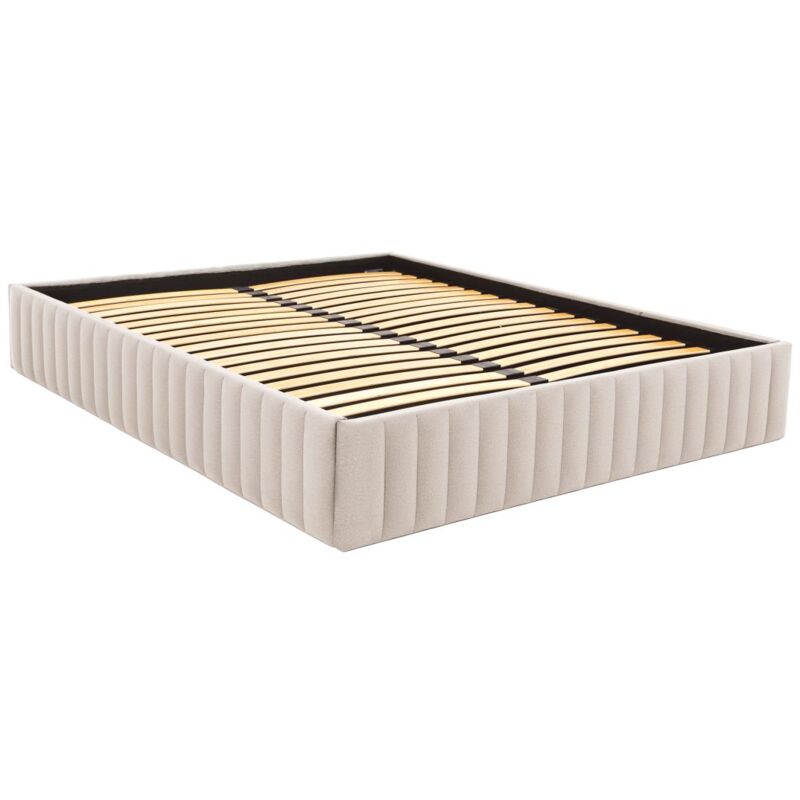 Vente-unique - Sommier coffre 160 x 200 cm en velours - Beige - sethi ii de ysmée