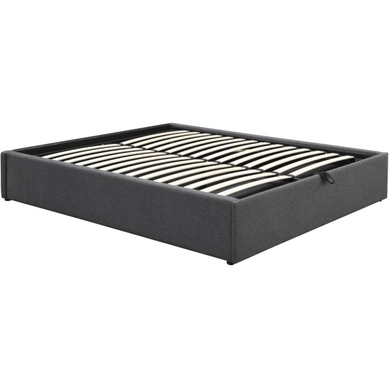 Vente-unique - Sommier coffre et tiroir 140 x 190 cm - Gris anthracite - osla de ysmée