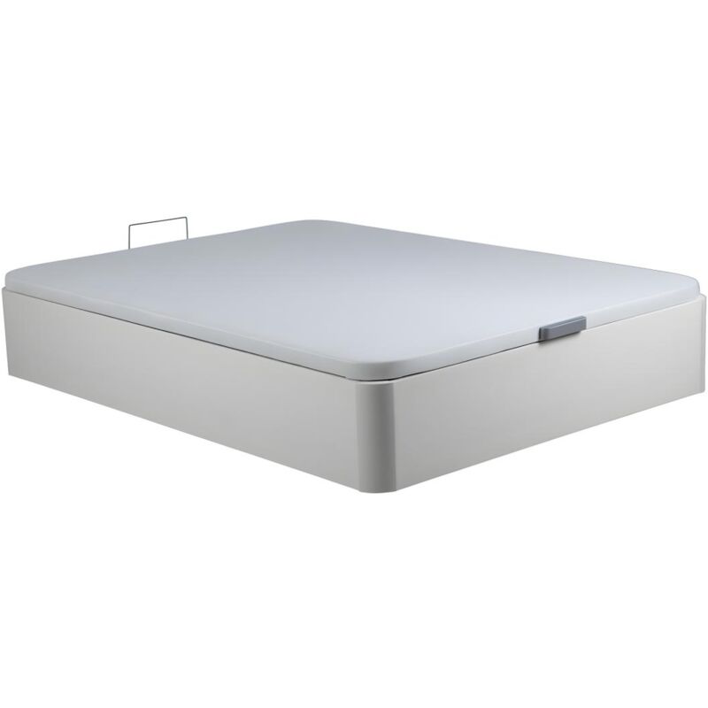 Vente-unique - Sommier coffre 140 x 190 cm en simili - Blanc mat - oniry de ysmée