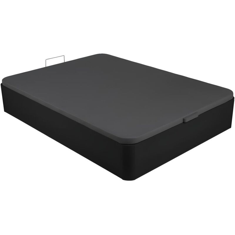 Vente-unique - Sommier coffre 160 x 200 cm en simili - Noir mat - oniry de ysmée