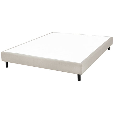 Sommier déco en Kit + pieds 160x200 - Newkit 40 lattes bois - Tissu lin - H. 18 cm