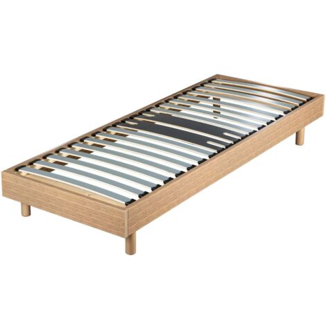 Sommier déco en Kit + pieds 90x190 - Decokit 18 lattes bois - Chêne moyen - H. 13 cm