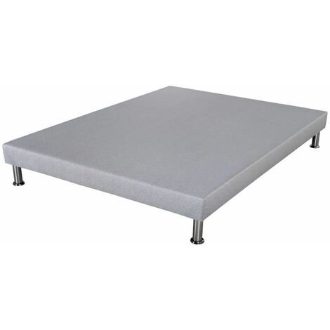 Sommier déco SR9 + pieds - Gris clair 160x200 - Lattes bois - H.13 cm - Made in France
