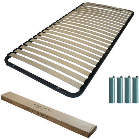 Sommier démontable + pieds 90x190 22 lattes - 22 lattes bois - Fabrication française