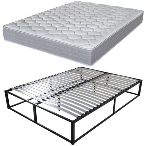 Sommier démontable surélevé KIT27 + Matelas Madere - 40 lattes bois - Gain de place
