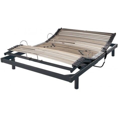 Sommier électrique 140 x 190 cm – Structure MDF gris – Épaisseur 10 cm – 5 zones de confort – Télécommande sans fil – Ebac