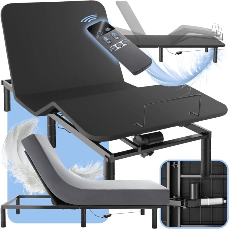 Tectake - Cadre de lit avec sommier électrique Comfort Easy Flex - anthracite-noir