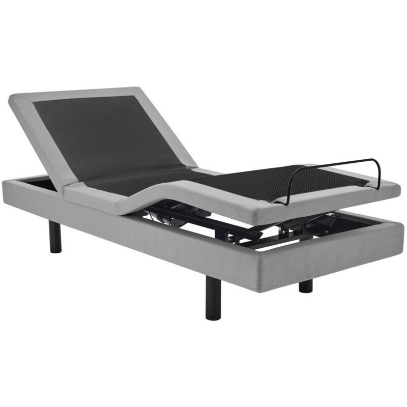 Vente-unique - Sommier électrique de relaxation déco - 90 x 200 cm - Tissu - Gris - alpana de ysmée