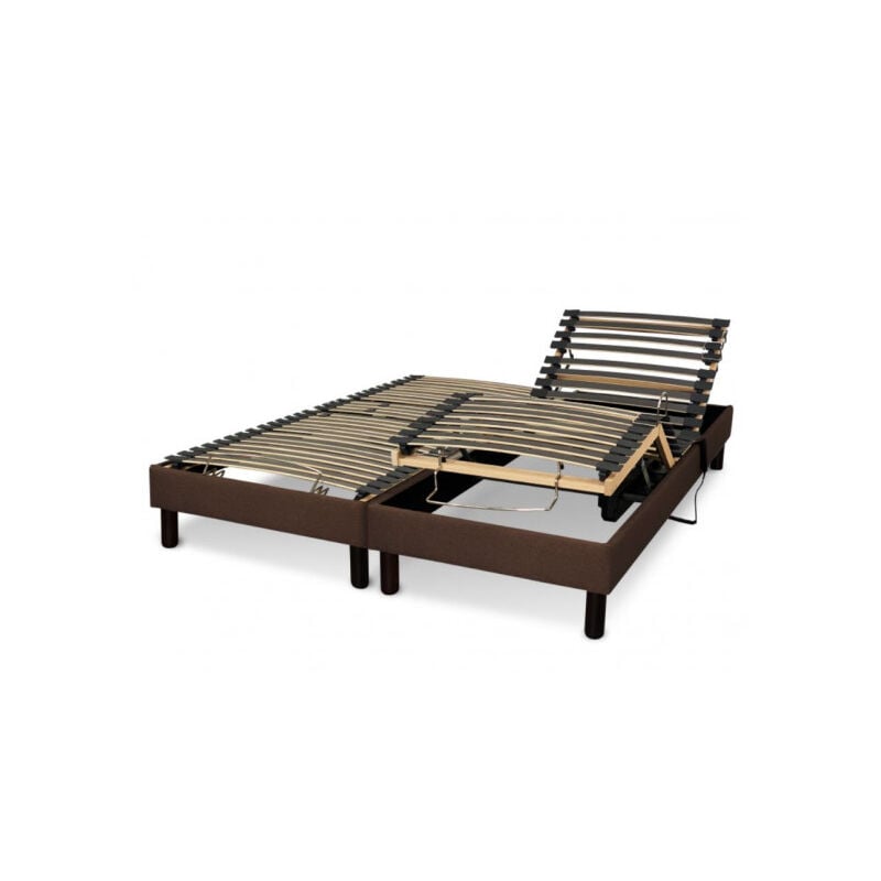 Essenzia - Sommier electrique Zen detente marron 2x80x200 Lattes