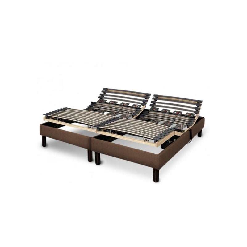 Essenzia - Sommier electrique Zen emotion marron 90x200 Lattes et Plots