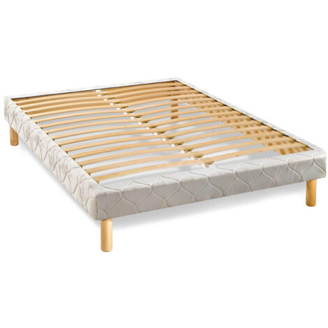 Sommier en Kit 14 lattes nues, coutil tissu jacquard 140x190cm