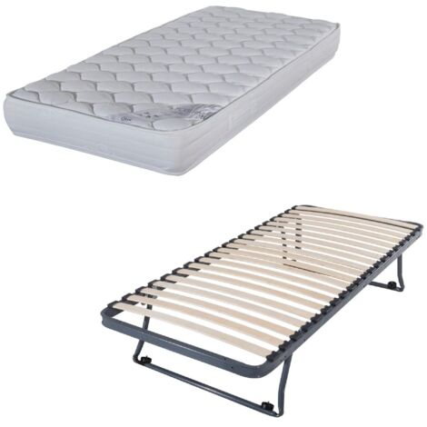 Sommier gigogne + matelas Montana - 80x190 - Mousse - 20 lattes bois - Gain de place