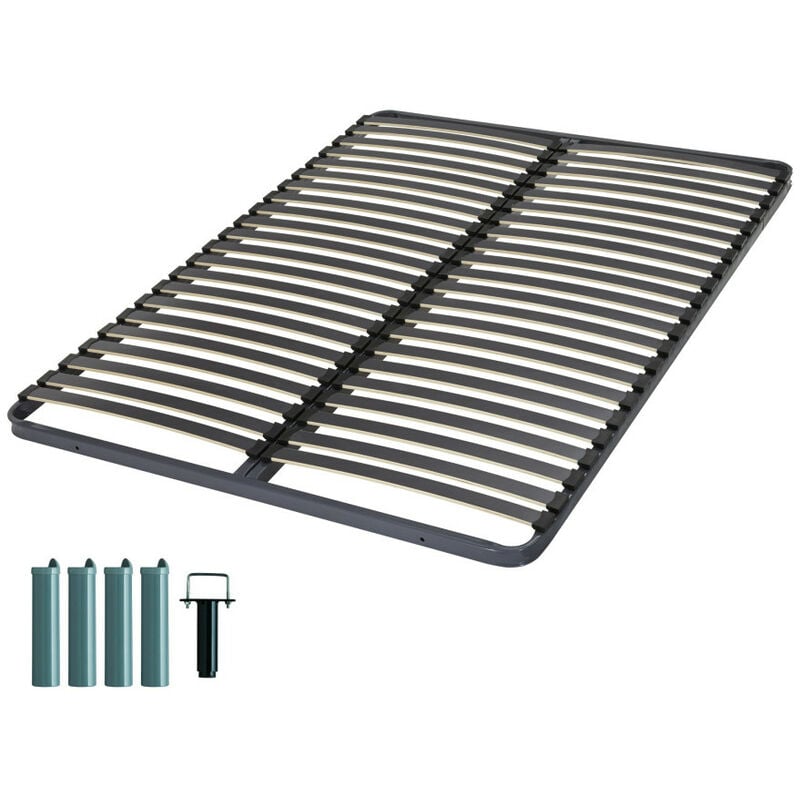 Sommier à lattes + pieds 140x190 Artemis - 42 lattes bois - Fabrication française