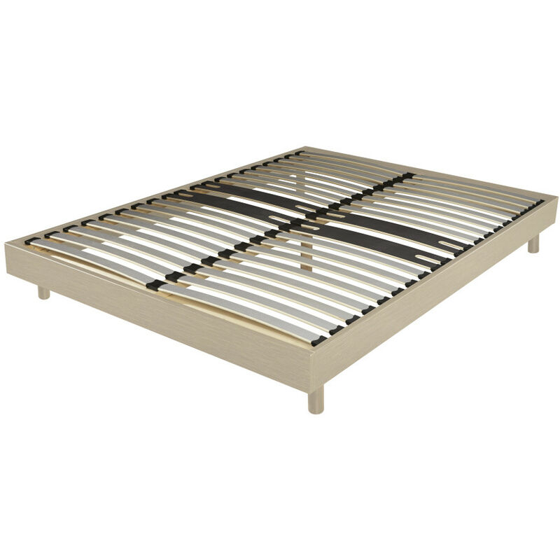 Ebac - Sommier déco en Kit + pieds 140x190 - Decokit 36 lattes bois - Chêne clair - h. 13 cm