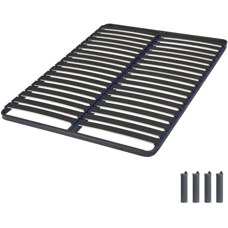 Ebac Literie - Sommier à lattes + pieds 140x200 C39 - 36 lattes bois - Fabrication française