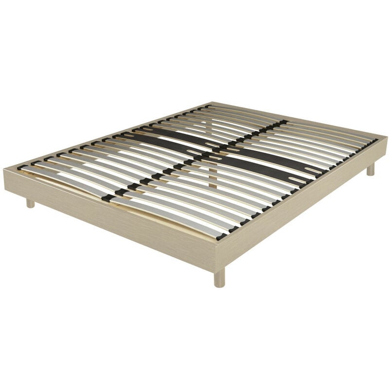 Ebac Literie - Sommier déco en Kit + pieds 160x200 - Decokit 36 lattes bois - Chêne clair - h. 13 cm