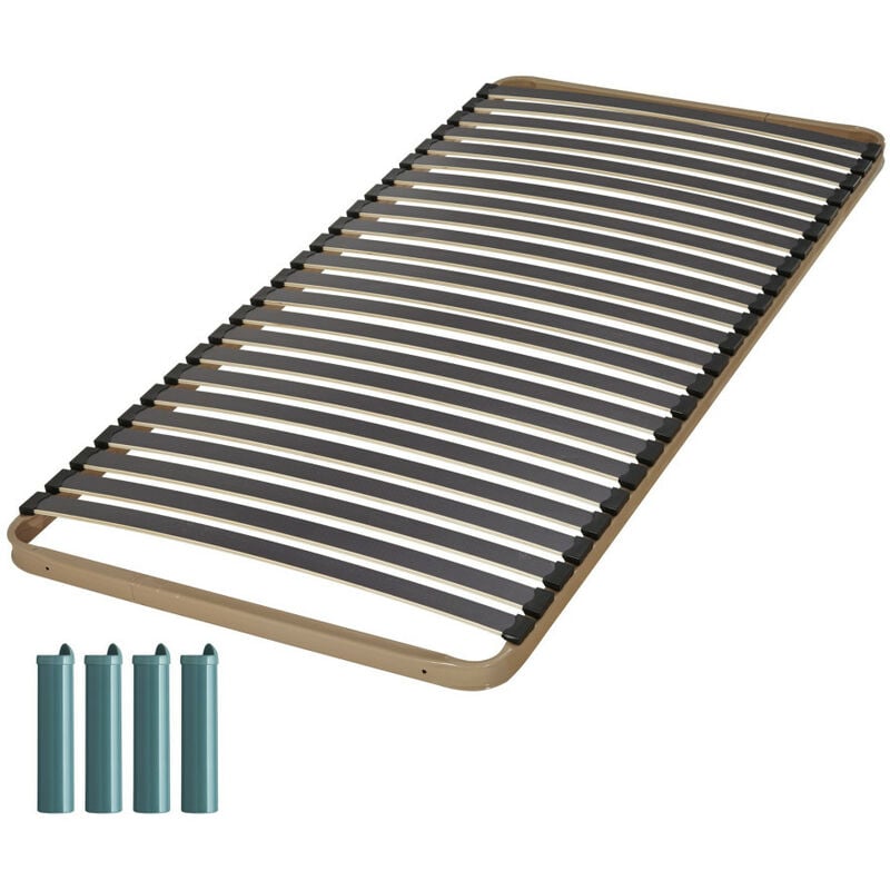 Ebac Literie - Sommier à lattes + pieds 70x190 Theta - 24 lattes bois - Fabrication française