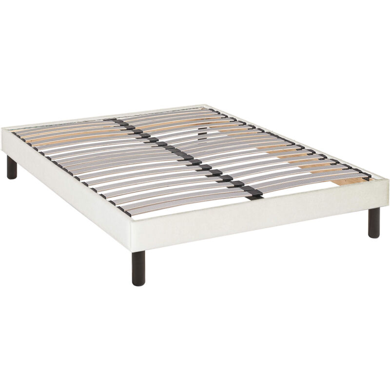 Sommier kit déco écru tapissier pieds inclus - 90x190