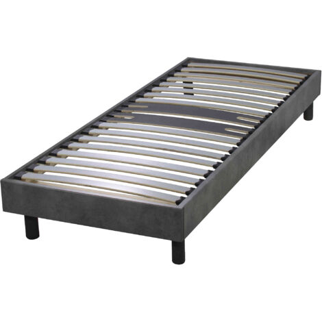 Sommier kit décor béton zone lombaire renforcée et pieds inclus 90x190