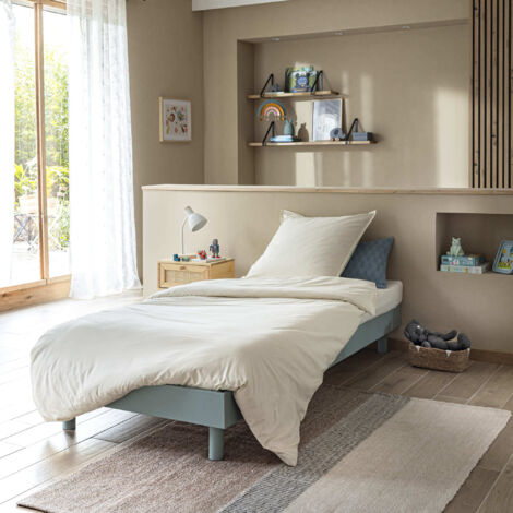 Sommier kit en bois massif vert d'eau 90x190