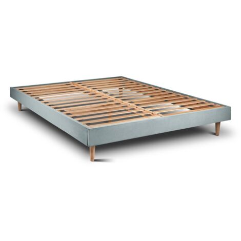 Sommier Kit Velours Gris bleuté 160x200 H29cm