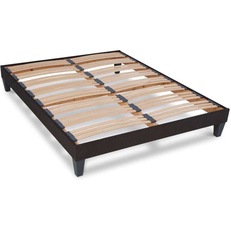 Olympe - literie Sommier à lattes en bois KIT15 140x200 cm Coloris Gris anthracite Livré en kit