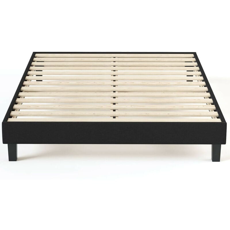 Sommier à lattes 180x200 tissu déco noir - Axel