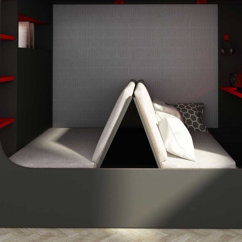 Sommier pliant avec coussin d&039assise pour lit mezzanine