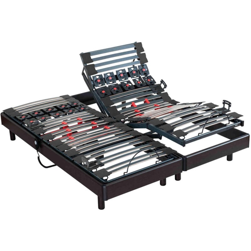 Bultex - Sommier électrique de relaxation déco wengé pop art sigma 2x80x200