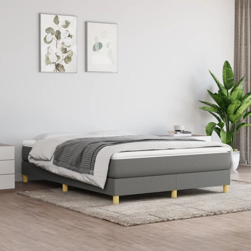 Maison Chic - Sommier à ressorts de lit Cadre à lattes pour Lit adulte Gris foncé 140x190 cm Tissu FR66911