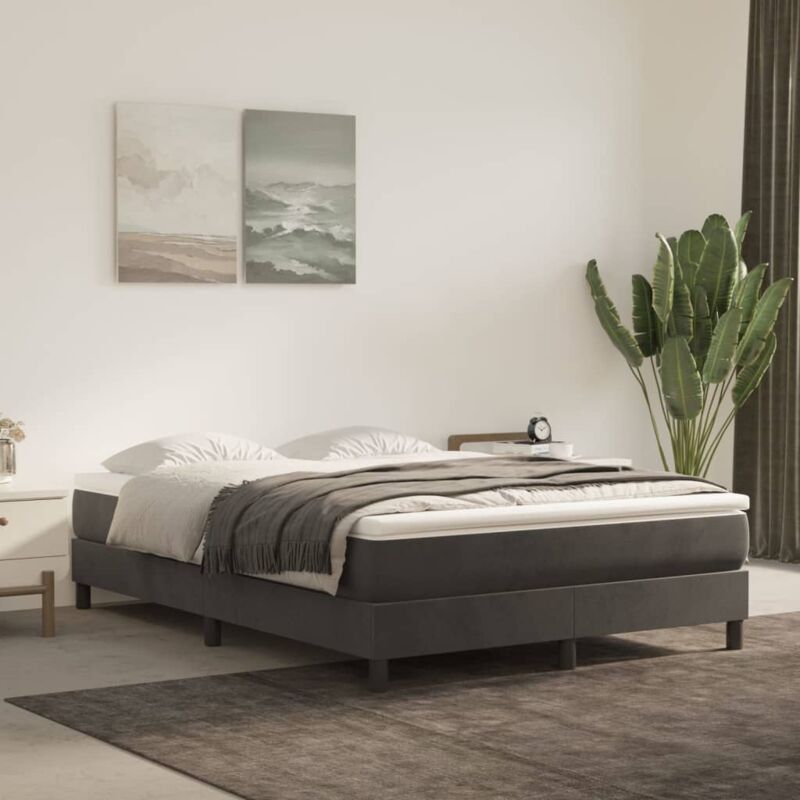 Maison Chic - Sommier à ressorts de lit Cadre à lattes pour Lit adulte Gris foncé 140x190 cm Velours FR81342