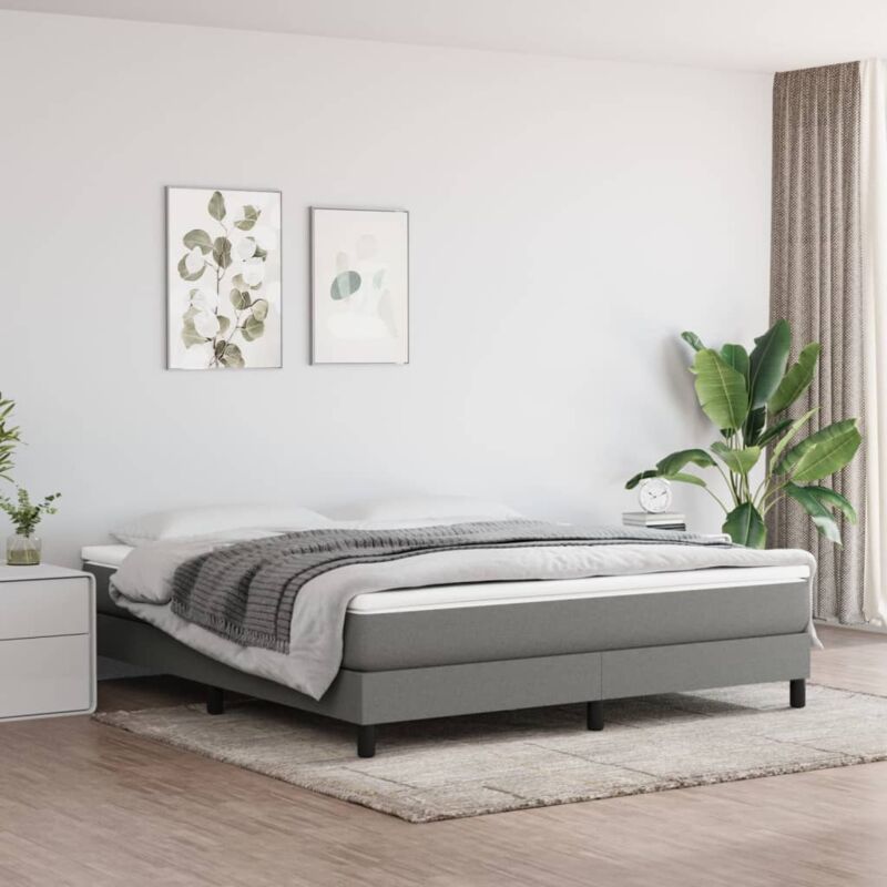 Maison Chic - Sommier à ressorts de lit Cadre à lattes pour Lit adulte Gris foncé 180x200 cm Tissu 11763
