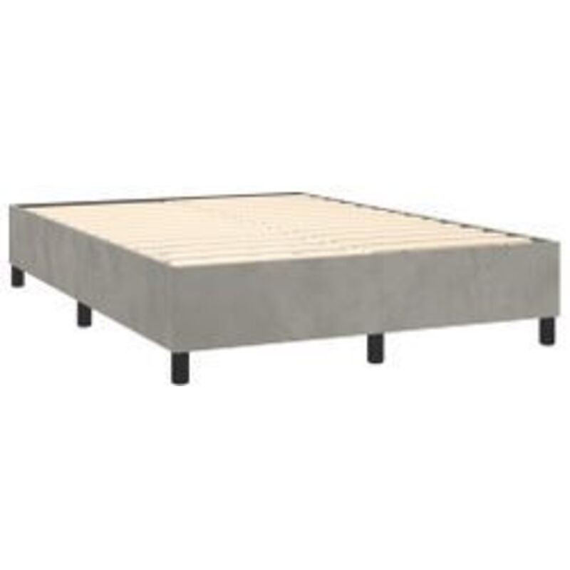 Cadre de lit 35cm en velours sur pieds Sloka - Élégance et confort-Gris clair-140x190 Cadre de lit 35cm en velours sur pieds Sloka - Élégance et confort-Gris clair-140x190