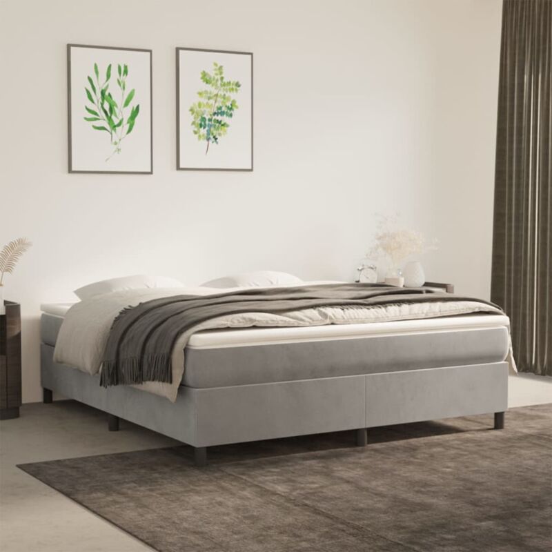 Sommier à ressorts de lit - Sommier pour Adulte et Enfant - Gris clair 160x200 cm Velours BV448222 Bonnevie