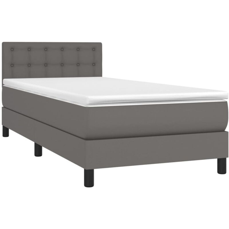 Vidaxl - Sommier à lattes de lit avec matelas Gris 90x190 cm Similicuir